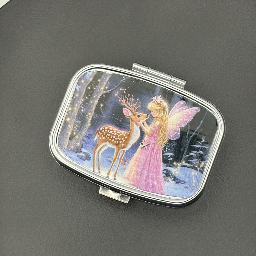 Fairy & Deer Multi-Use Mirrored Pill Box Container